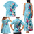 Hawaii Tropical Flowers Family Matching Tank Maxi Dress and Hawaiian Shirt Polynesian Tattoo Sky Blue