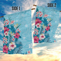 Hawaii Tropical Flowers Garden Flag Polynesian Tattoo Sky Blue LT05 - Polynesian Pride
