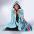 Hawaii Tropical Flowers Hooded Blanket Polynesian Tattoo Sky Blue