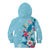 Hawaii Tropical Flowers Kid Hoodie Polynesian Tattoo Sky Blue