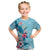 Hawaii Tropical Flowers Kid T Shirt Polynesian Tattoo Sky Blue