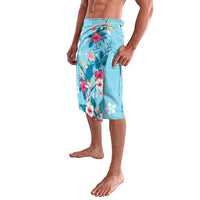 Hawaii Tropical Flowers Lavalava Polynesian Tattoo Sky Blue LT05 - Polynesian Pride