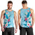 Hawaii Tropical Flowers Men Tank Top Polynesian Tattoo Sky Blue