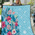 Hawaii Tropical Flowers Quilt Polynesian Tattoo Sky Blue