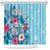 Hawaii Tropical Flowers Shower Curtain Polynesian Tattoo Sky Blue