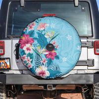 Hawaii Tropical Flowers Spare Tire Cover Polynesian Tattoo Sky Blue LT05 Blue - Polynesian Pride