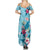 Hawaii Tropical Flowers Summer Maxi Dress Polynesian Tattoo Sky Blue