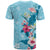 Hawaii Tropical Flowers T Shirt Polynesian Tattoo Sky Blue