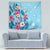 Hawaii Tropical Flowers Tapestry Polynesian Tattoo Sky Blue