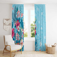 Hawaii Tropical Flowers Window Curtain Polynesian Tattoo Sky Blue LT05 - Polynesian Pride