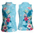 Hawaii Tropical Flowers Women Sleeveless Polo Shirt Polynesian Tattoo Sky Blue