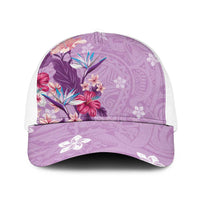 Hawaii Tropical Flowers Baseball Net Cap Polynesian Tattoo Lavender LT05 One Size White Lavender - Polynesian Pride