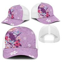 Hawaii Tropical Flowers Baseball Net Cap Polynesian Tattoo Lavender LT05 - Polynesian Pride