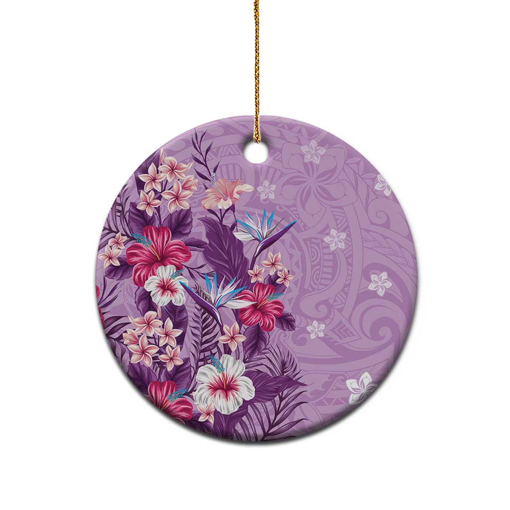 Hawaii Tropical Flowers Ceramic Ornament Polynesian Tattoo Lavender LT05 - Polynesian Pride