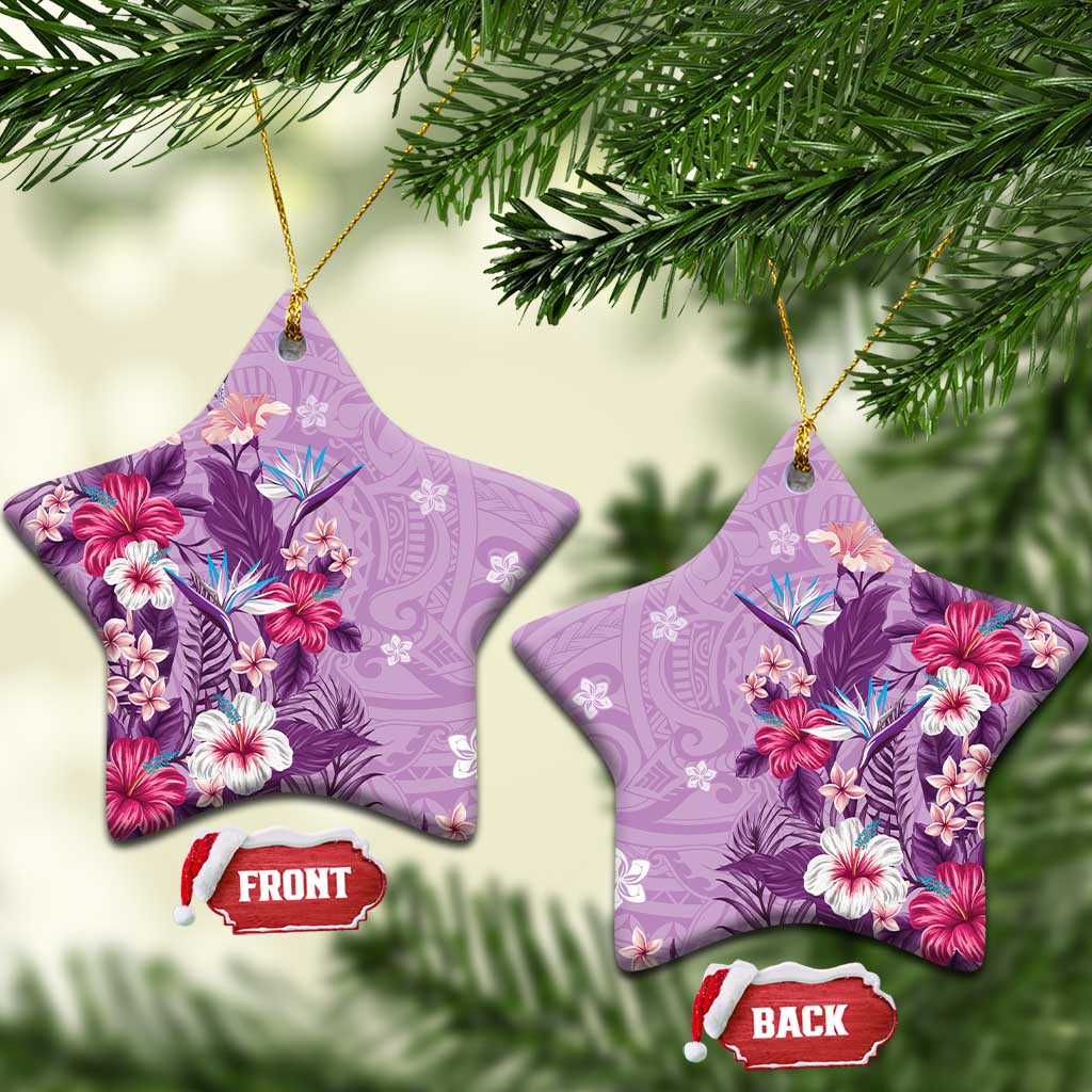 Hawaii Tropical Flowers Ceramic Ornament Polynesian Tattoo Lavender LT05 Star Lavender - Polynesian Pride
