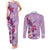 Hawaii Tropical Flowers Couples Matching Tank Maxi Dress and Long Sleeve Button Shirt Polynesian Tattoo Lavender