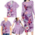 Hawaii Tropical Flowers Family Matching Long Sleeve Bodycon Dress and Hawaiian Shirt Polynesian Tattoo Lavender