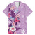 Hawaii Tropical Flowers Family Matching Long Sleeve Bodycon Dress and Hawaiian Shirt Polynesian Tattoo Lavender