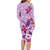 Hawaii Tropical Flowers Family Matching Long Sleeve Bodycon Dress and Hawaiian Shirt Polynesian Tattoo Lavender