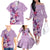 Hawaii Tropical Flowers Family Matching Off The Shoulder Long Sleeve Dress and Hawaiian Shirt Polynesian Tattoo Lavender