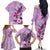 Hawaii Tropical Flowers Family Matching Off The Shoulder Long Sleeve Dress and Hawaiian Shirt Polynesian Tattoo Lavender