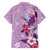 Hawaii Tropical Flowers Family Matching Off The Shoulder Long Sleeve Dress and Hawaiian Shirt Polynesian Tattoo Lavender