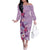 Hawaii Tropical Flowers Family Matching Off The Shoulder Long Sleeve Dress and Hawaiian Shirt Polynesian Tattoo Lavender