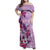 Hawaii Tropical Flowers Family Matching Off Shoulder Maxi Dress and Hawaiian Shirt Polynesian Tattoo Lavender