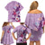 Hawaii Tropical Flowers Family Matching Off Shoulder Short Dress and Hawaiian Shirt Polynesian Tattoo Lavender