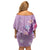 Hawaii Tropical Flowers Family Matching Off Shoulder Short Dress and Hawaiian Shirt Polynesian Tattoo Lavender