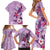 Hawaii Tropical Flowers Family Matching Short Sleeve Bodycon Dress and Hawaiian Shirt Polynesian Tattoo Lavender