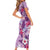 Hawaii Tropical Flowers Family Matching Short Sleeve Bodycon Dress and Hawaiian Shirt Polynesian Tattoo Lavender