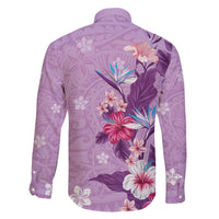 Hawaii Tropical Flowers Family Matching Tank Maxi Dress and Hawaiian Shirt Polynesian Tattoo Lavender