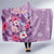 Hawaii Tropical Flowers Hooded Blanket Polynesian Tattoo Lavender