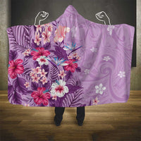 Hawaii Tropical Flowers Hooded Blanket Polynesian Tattoo Lavender LT05 - Polynesian Pride