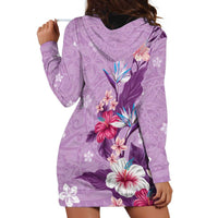 Hawaii Tropical Flowers Hoodie Dress Polynesian Tattoo Lavender LT05 - Polynesian Pride