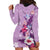 Hawaii Tropical Flowers Hoodie Dress Polynesian Tattoo Lavender