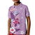 Hawaii Tropical Flowers Kid Polo Shirt Polynesian Tattoo Lavender