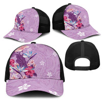 Hawaii Tropical Flowers Mesh Trucker Cap Polynesian Tattoo Lavender LT05 - Polynesian Pride