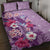 Hawaii Tropical Flowers Quilt Bed Set Polynesian Tattoo Lavender