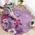 Hawaii Tropical Flowers Round Carpet Polynesian Tattoo Lavender