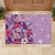 Hawaii Tropical Flowers Rubber Doormat Polynesian Tattoo Lavender