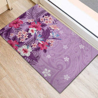 Hawaii Tropical Flowers Rubber Doormat Polynesian Tattoo Lavender LT05 - Polynesian Pride