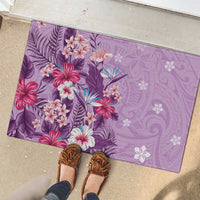 Hawaii Tropical Flowers Rubber Doormat Polynesian Tattoo Lavender LT05 - Polynesian Pride