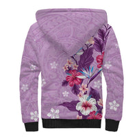 Hawaii Tropical Flowers Sherpa Hoodie Polynesian Tattoo Lavender LT05 - Polynesian Pride