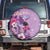 Hawaii Tropical Flowers Spare Tire Cover Polynesian Tattoo Lavender