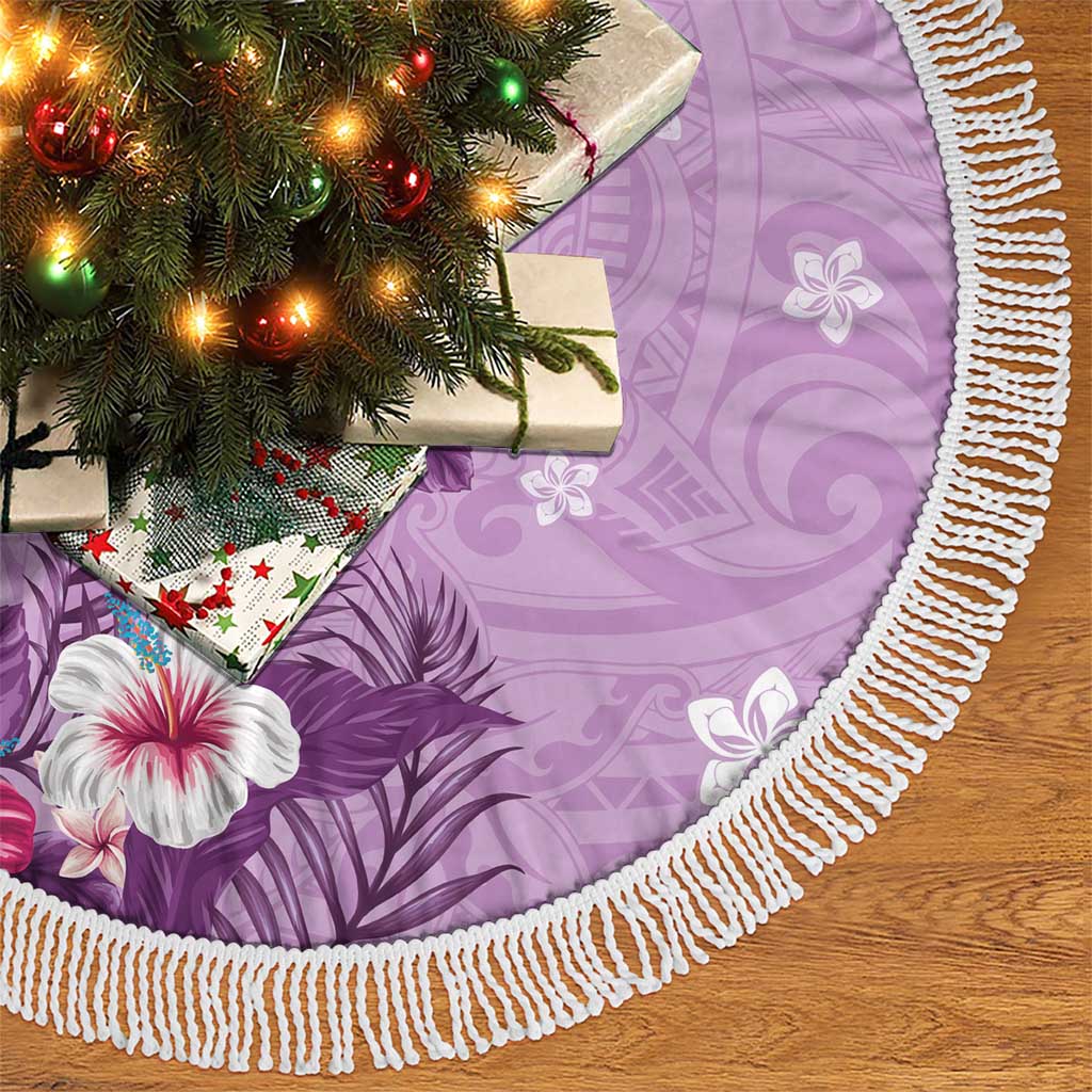 Hawaii Tropical Flowers Tree Skirt Polynesian Tattoo Lavender