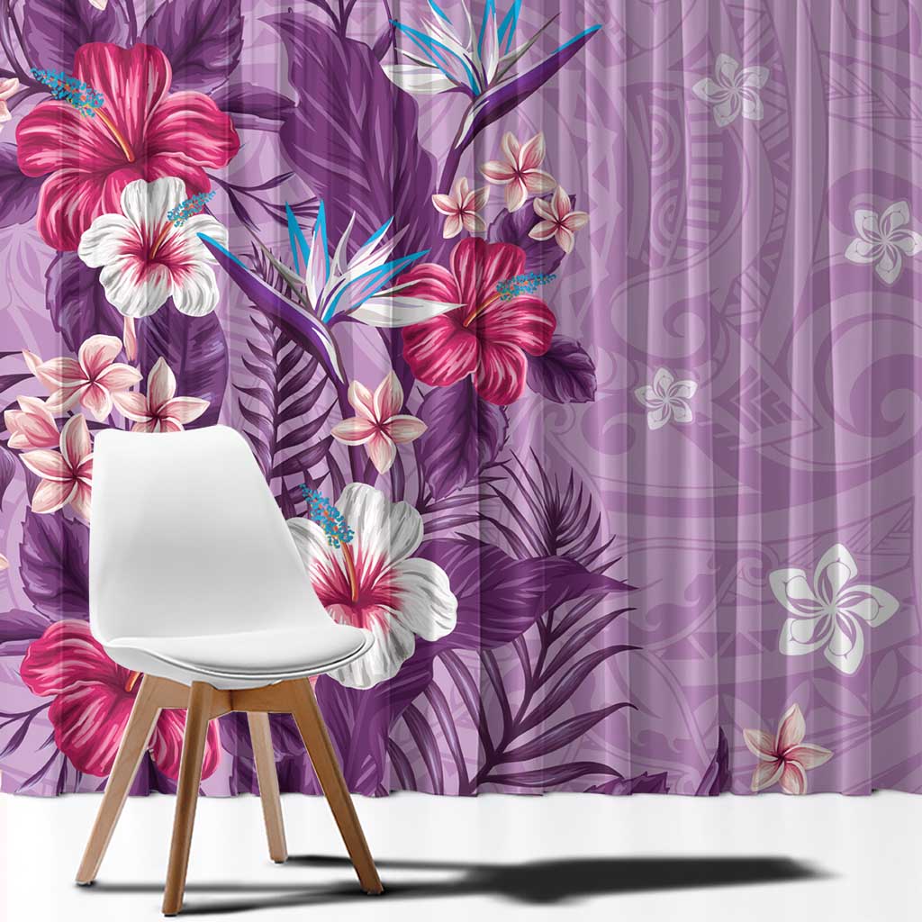 Hawaii Tropical Flowers Window Curtain Polynesian Tattoo Lavender LT05 - Polynesian Pride