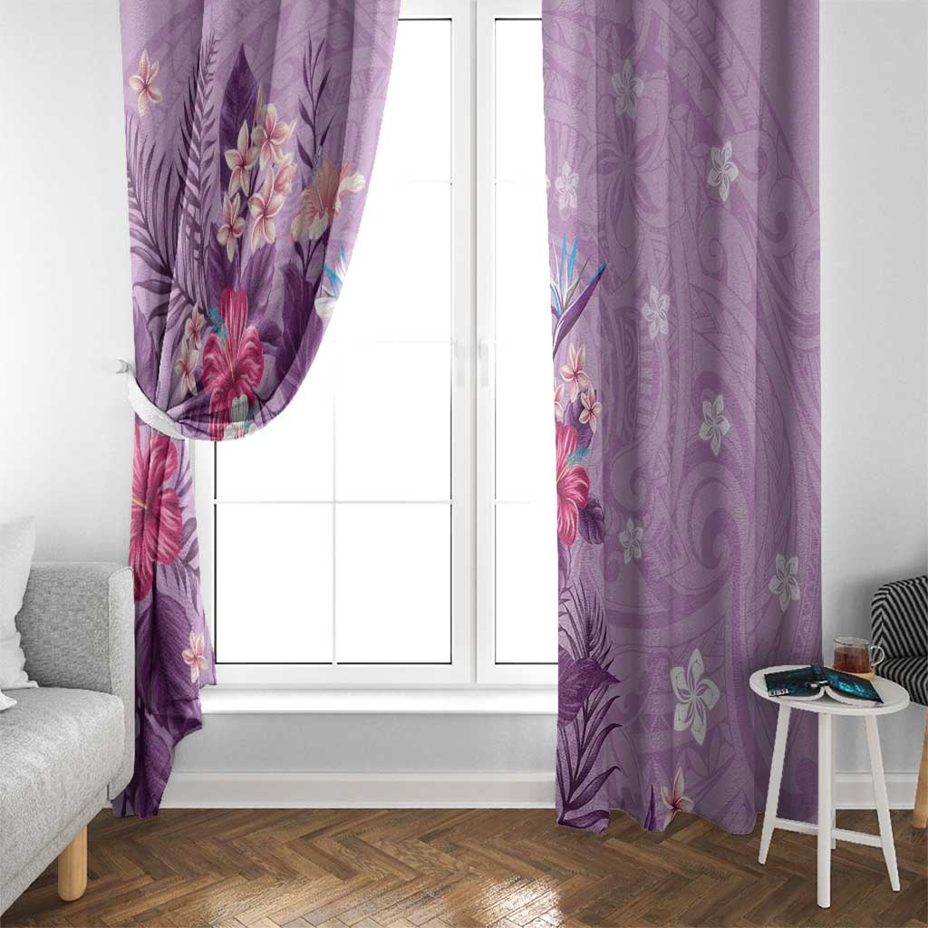 Hawaii Tropical Flowers Window Curtain Polynesian Tattoo Lavender LT05 - Polynesian Pride