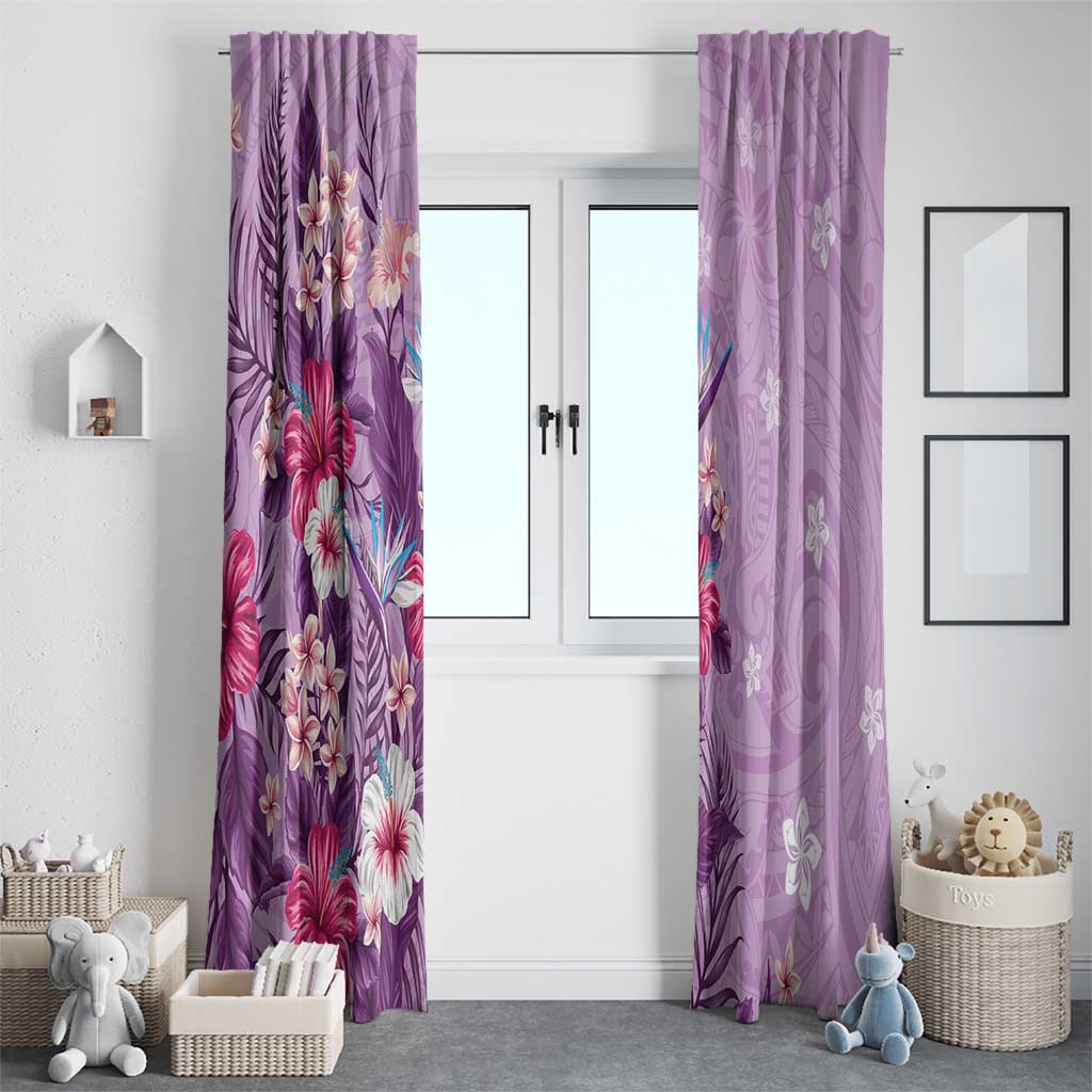 Hawaii Tropical Flowers Window Curtain Polynesian Tattoo Lavender LT05 - Polynesian Pride